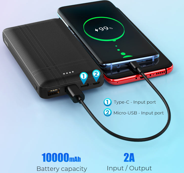 Pin Sạc Dự Phòng Hoco J48  lõi Polymer 2 Cổng USB 2.0A 10000mah