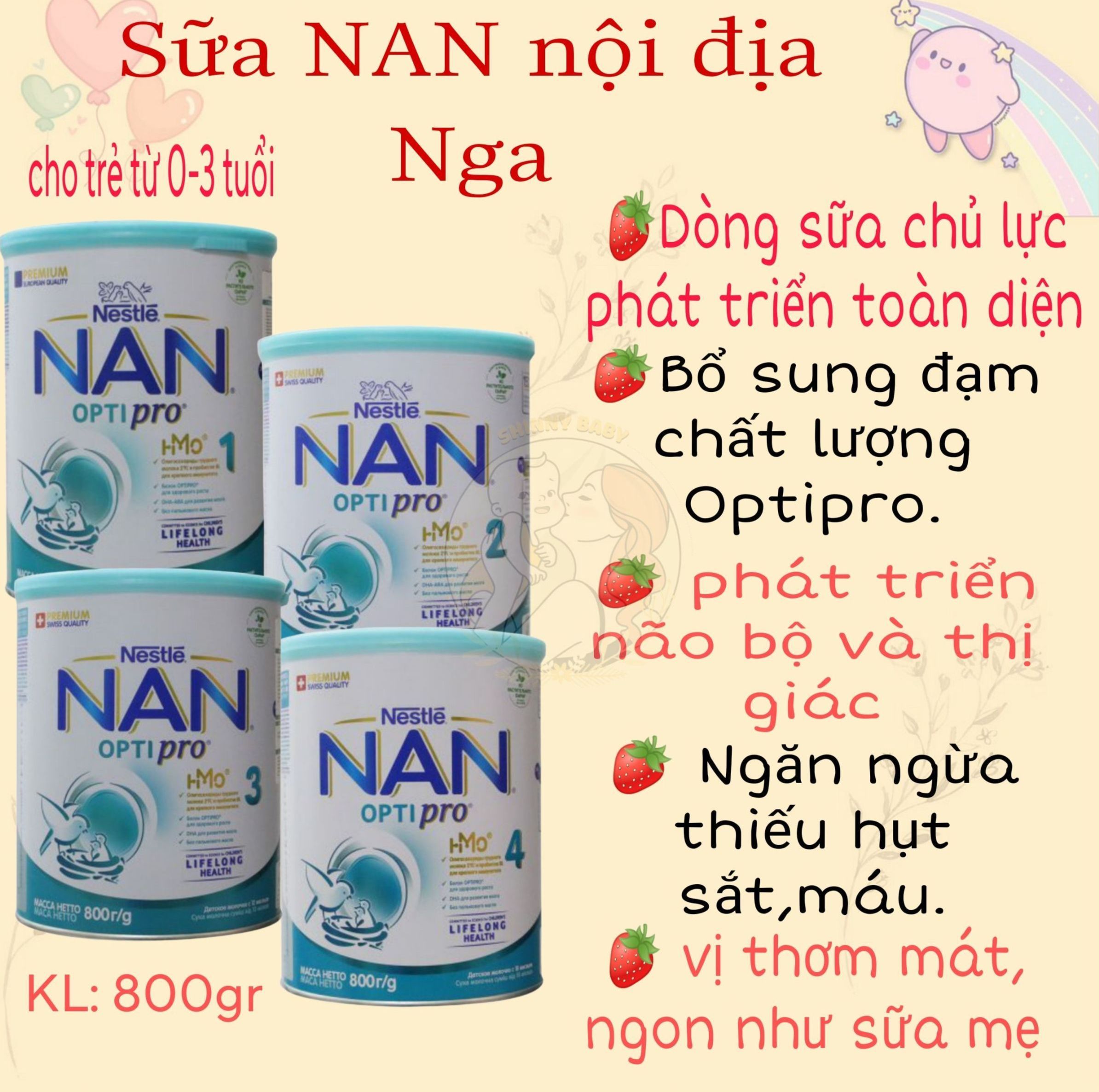 Date 26- sữa nan optipro Nga 800g cho bé từ 0-6m+