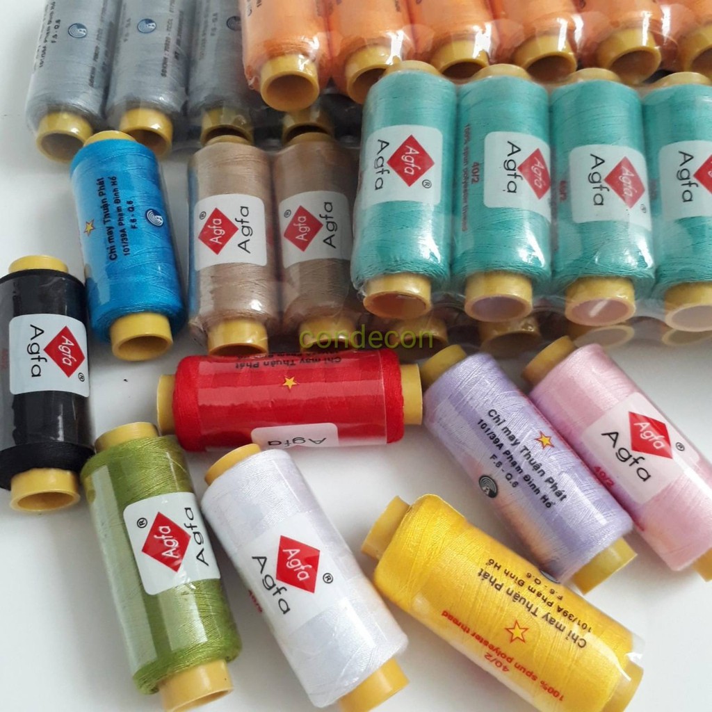 [HCM]2 cuộn chỉ may đồ màu trắng và đen Agfa
