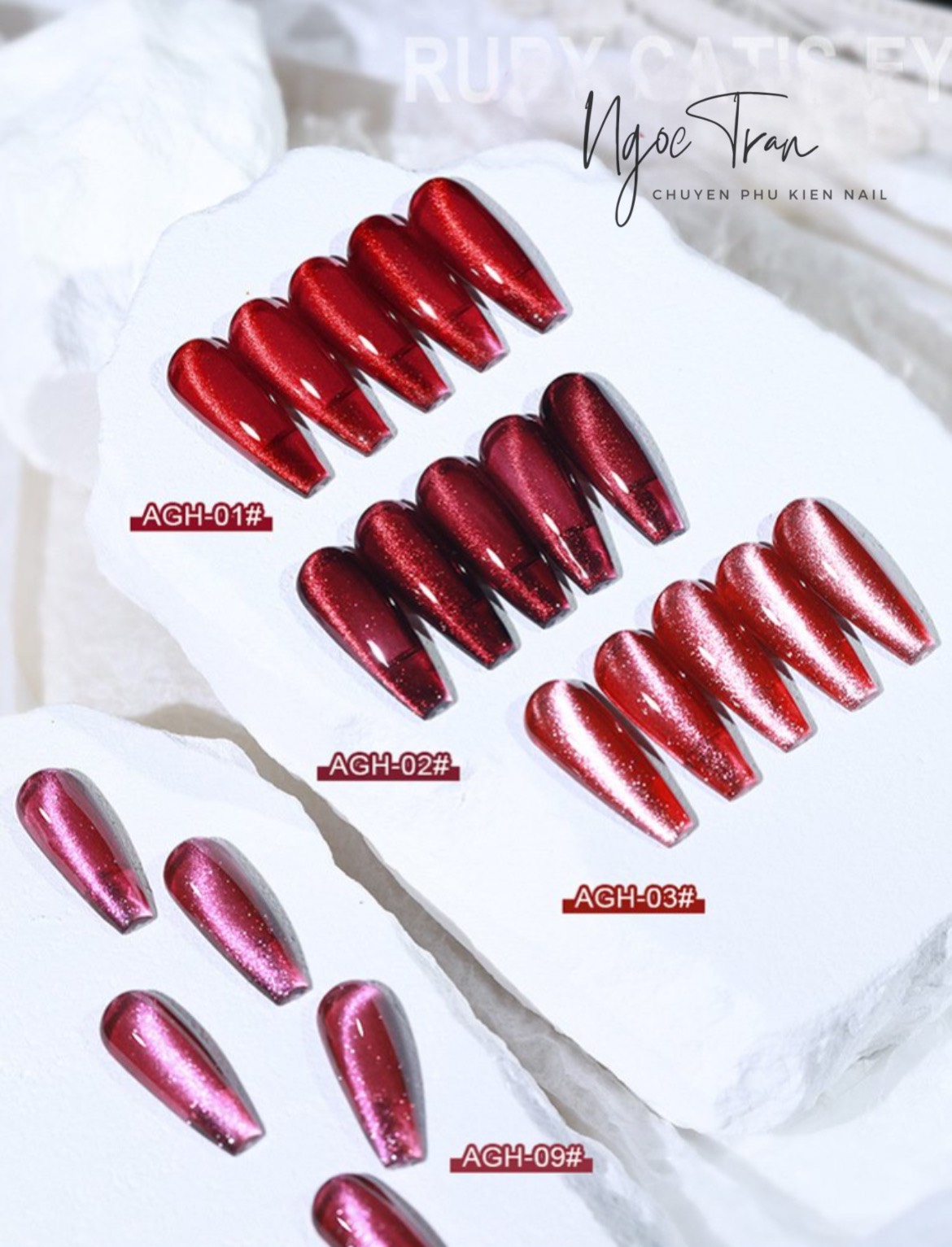 Sơn Gel AS RED | Mắt Mèo 5D RUBY Đỏ Sang Trọng | Mã AGH