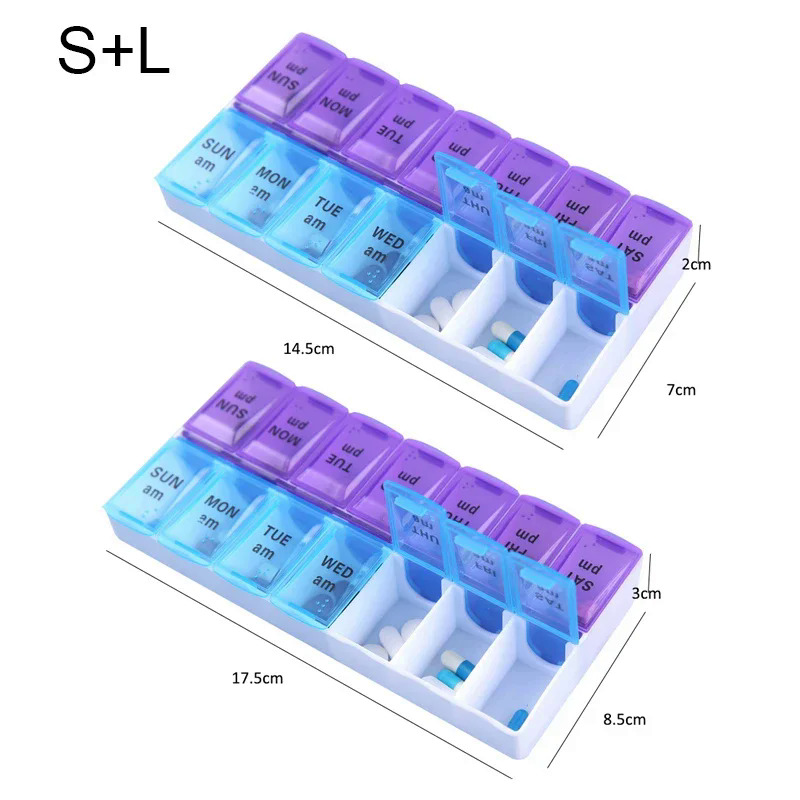 714Grids 7 Days Weekly Pill Case Medicine Tablet Dispenser Organizer Pill  Splitters Pill Storage Organizer Container