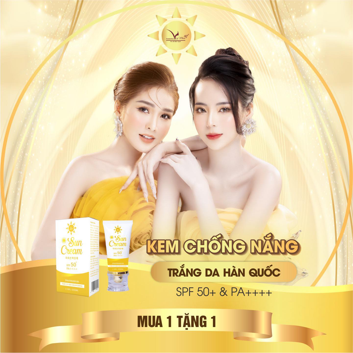 Kem Chống Nắng VIP White (Tặng 1 bịt sữa rửa mặt)