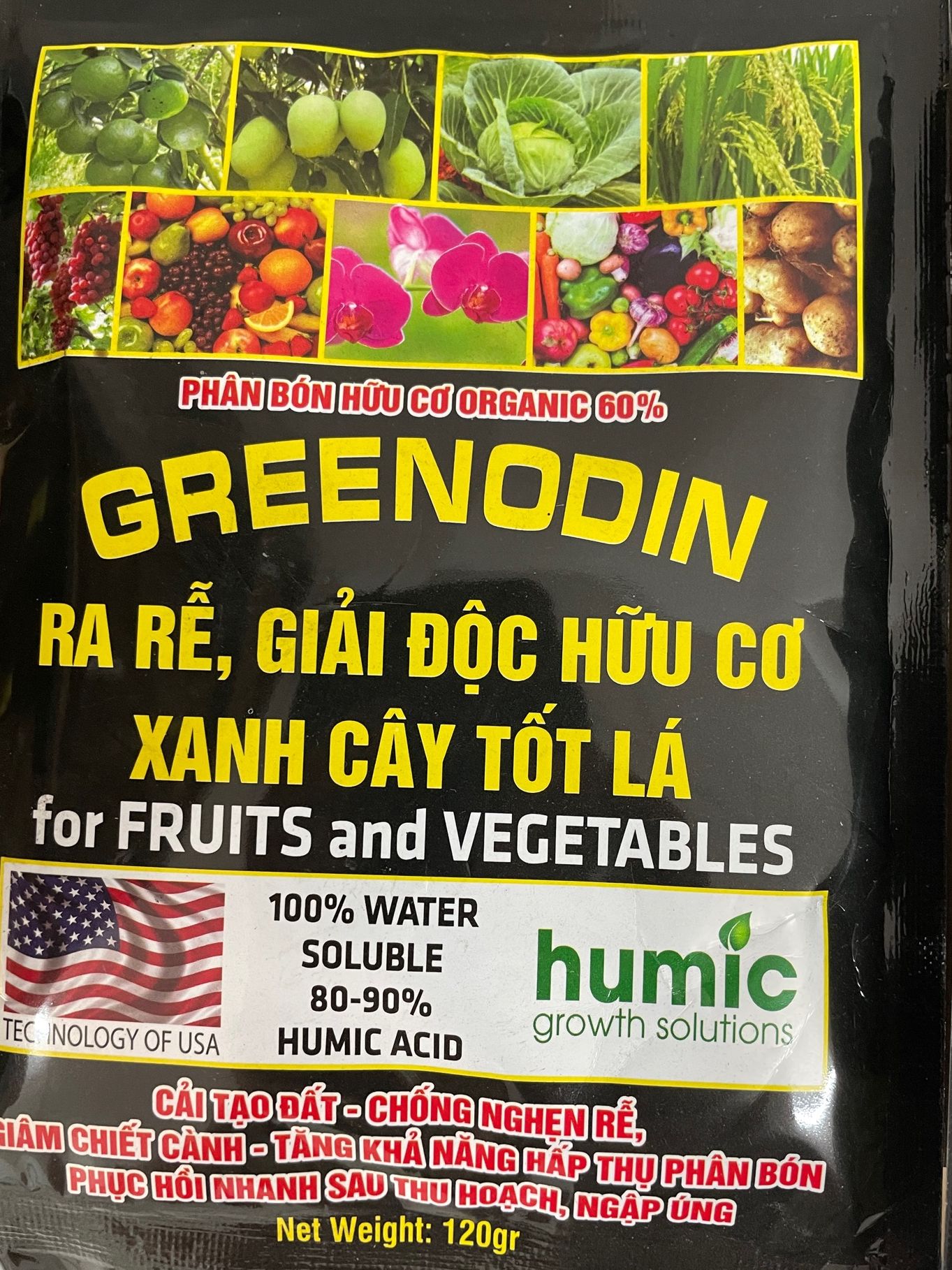 Phân Bón Hữu Cơ GREENODIN Sản Phẩm Với Thành Phần Chủ Yếu Là Acid Humic USA; Kích Thích Ra rễ Mạnh, Giải Độc Hữu Cơ, Xanh Cây Tốt Lá