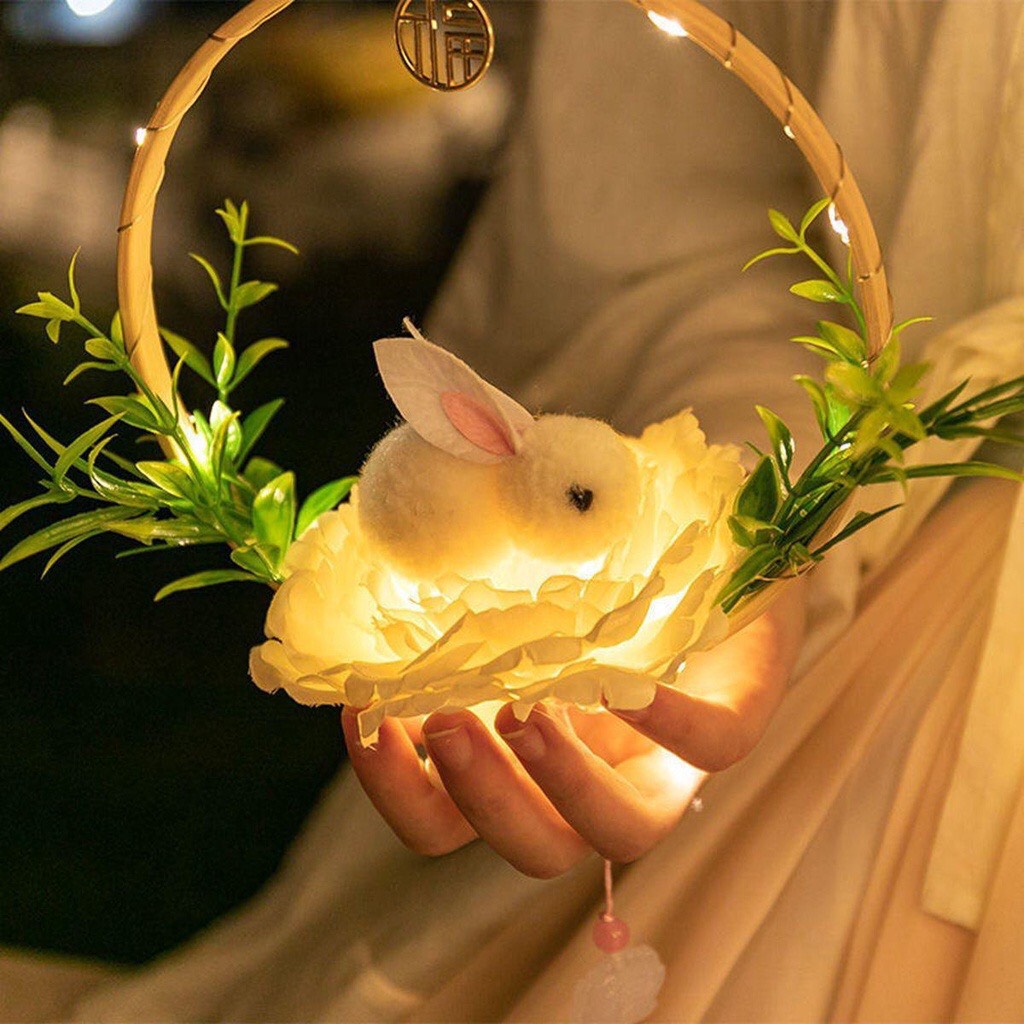 Đèn Lồng Trung Thu Cầm Tay Handmade, Đèn Lồng Thỏ Ngọc