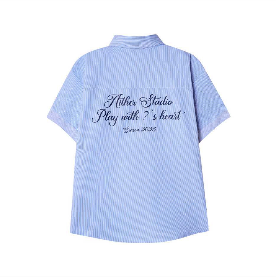 Aither Studio Áo Sơ mi PLAY HEART White/Blue