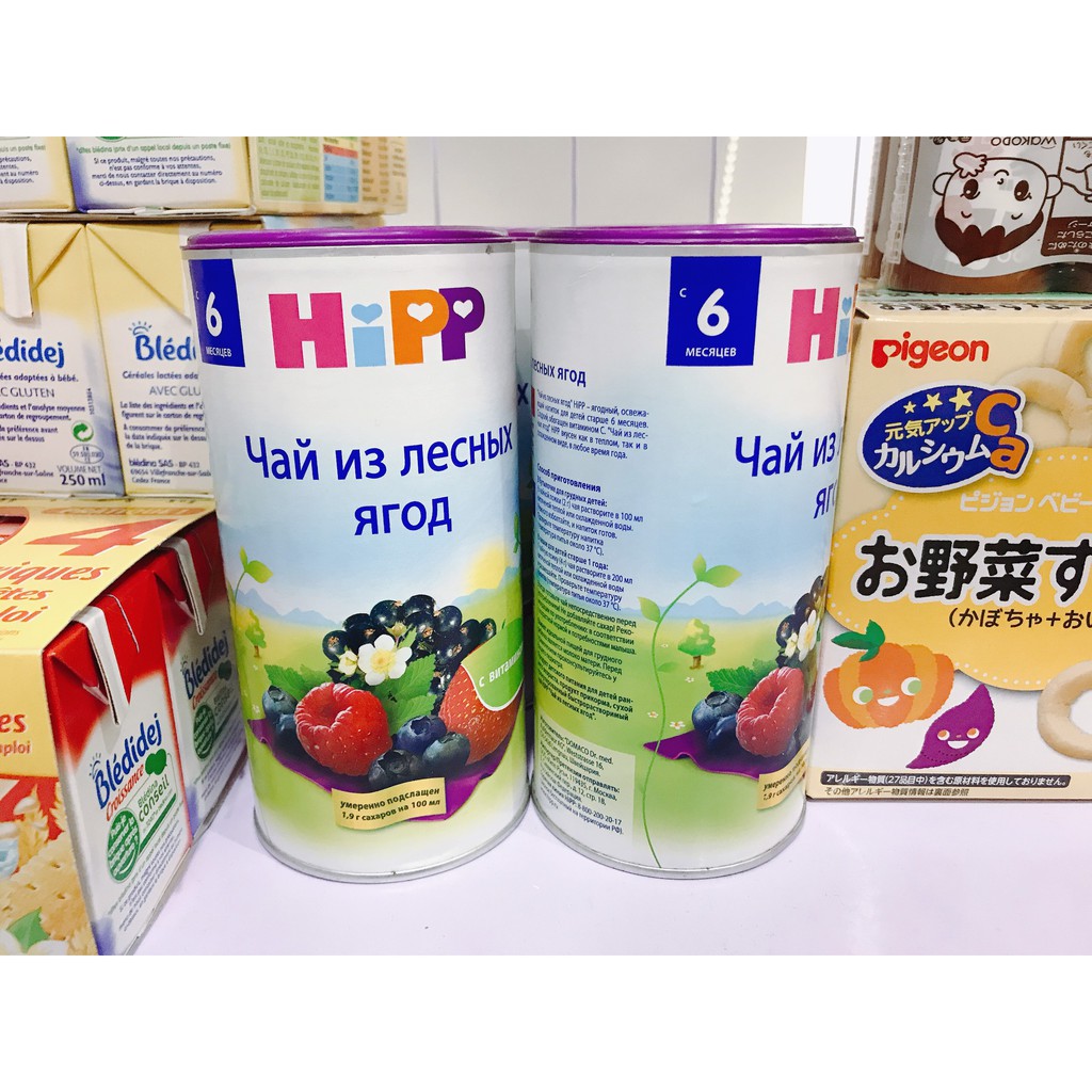 Trà Hipp Hoa Quả Cho Bé 200g [việt quất mâm xôi 6M]  (Hàng Xách Tay Nga)