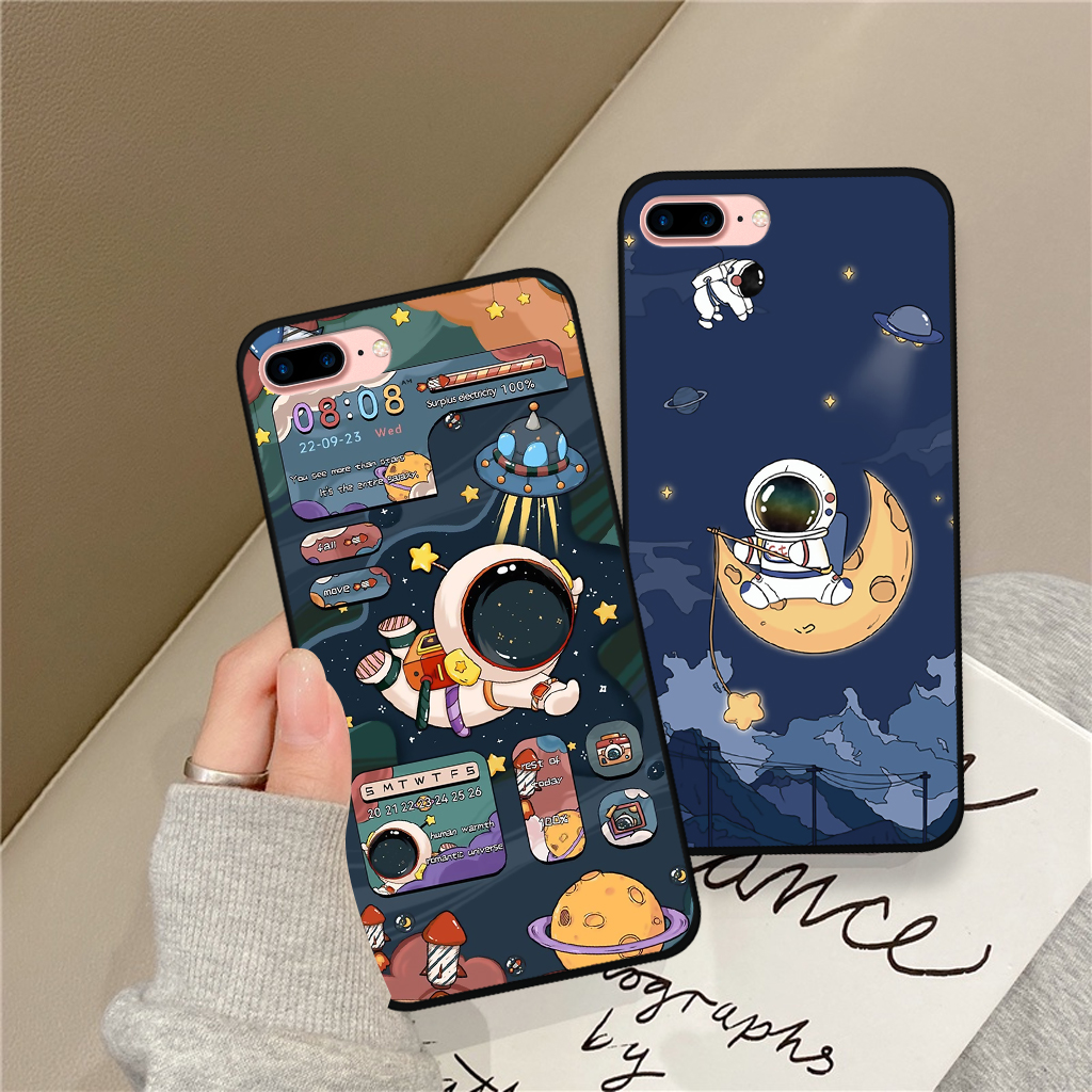 Ốp lưng iphone 7 plus/ 8 plus hình vũ trụ, gấu đáng yêu