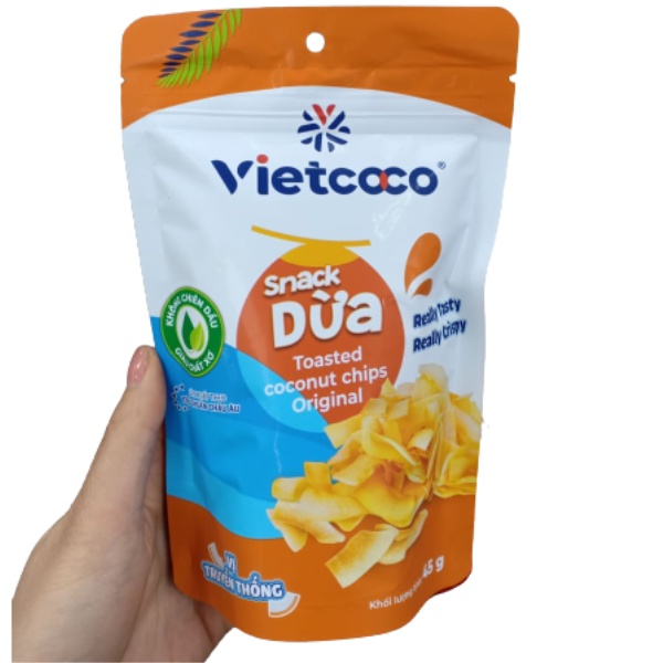 Snack Dừa sấy giòn túi 45g thương hiệu Vietcoco