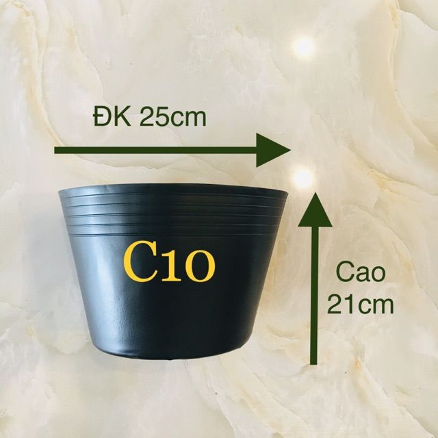 Combo 50 chậu nhựa đen size c10 kt: 25x19.5x20cm mềm dẻo bền đẹp