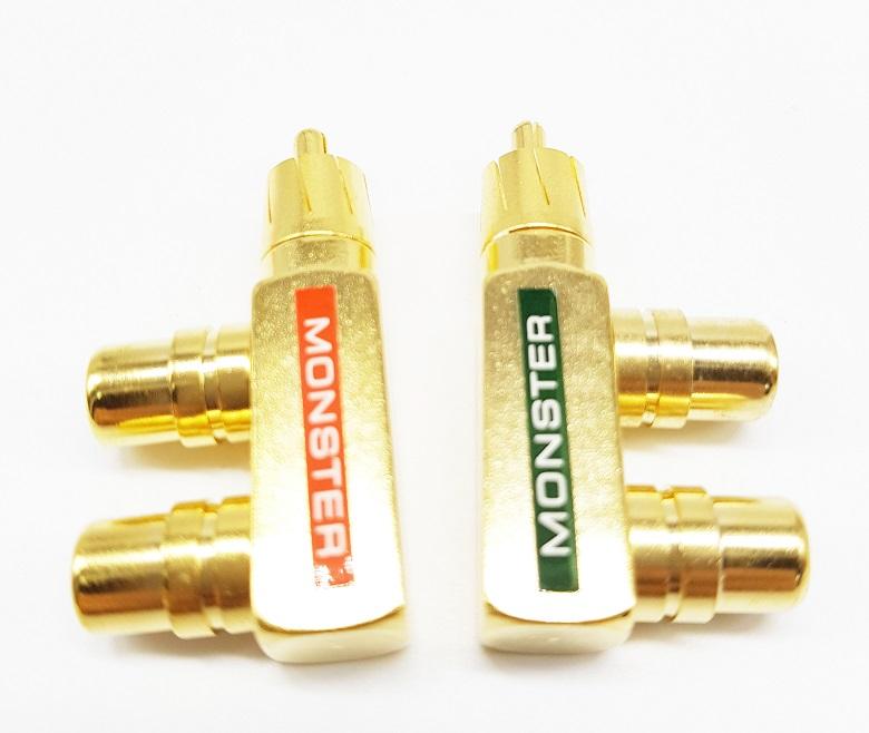 Đầu jack chia AV/RCA/Video 1 ra 2 Monster (Vuông góc - 2 chiếc)