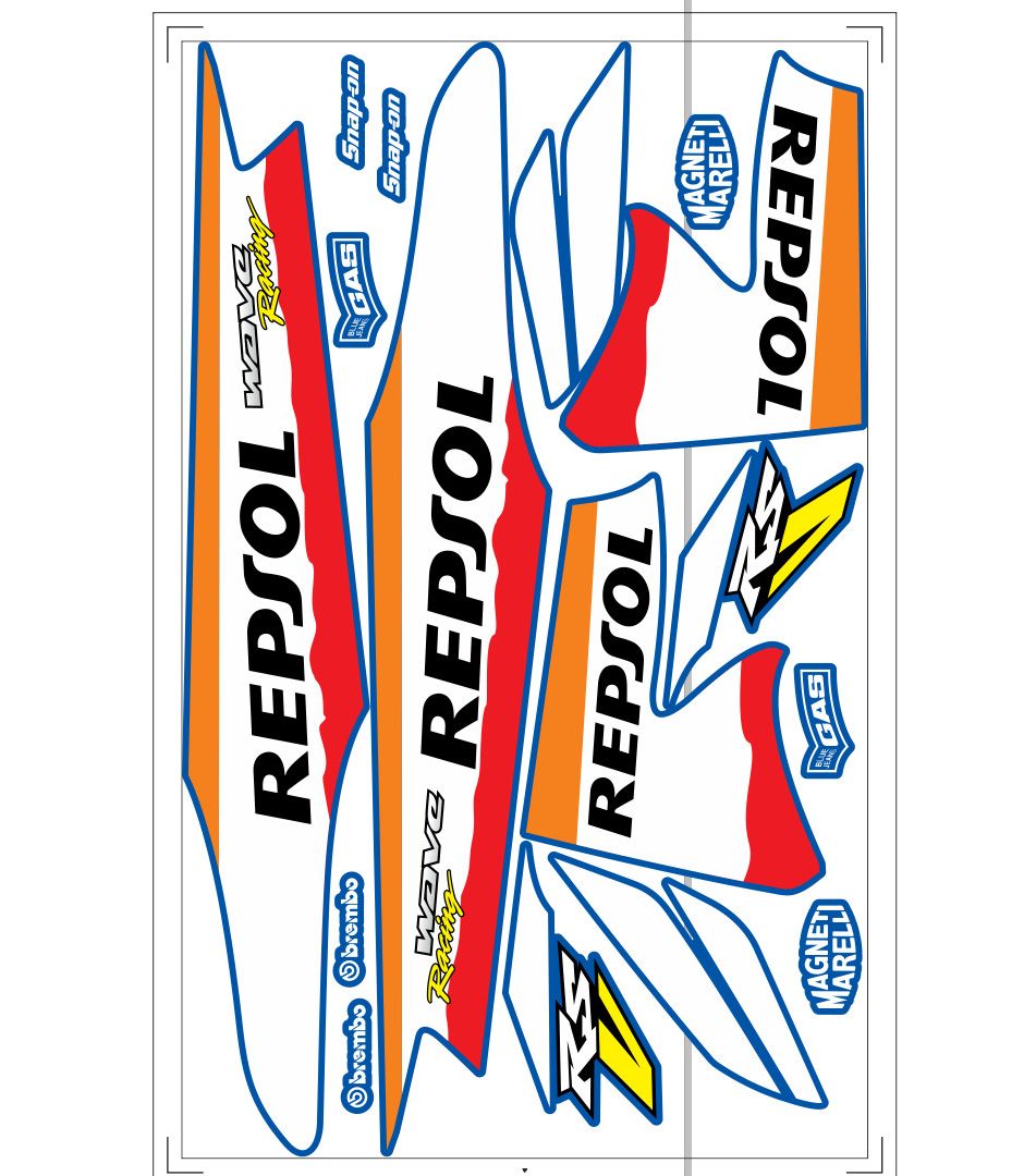 Tem rời wave repsol, decal 3 lớp ko bay màu