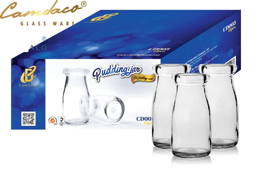 BỘ 12 HŨ THỦY TINH PUDDING CAO 100ML CAMDACO GLASS WARE