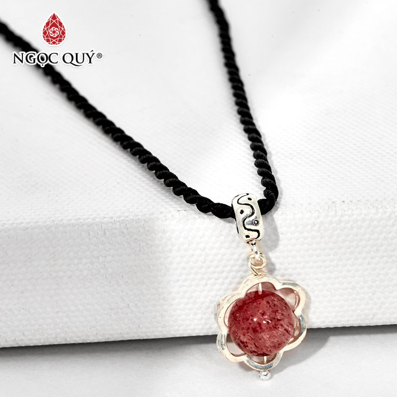 Dây chuyền hạt đá thiên nhiên mặt bọc hoa - ngọc quý gemstones