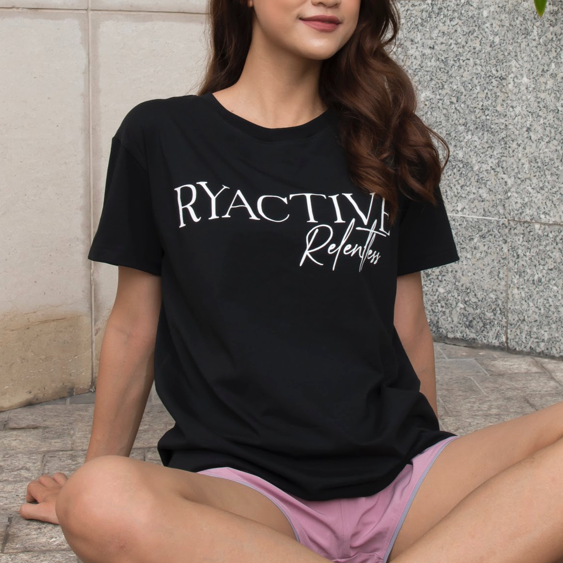 Áo thun form oversize RYACTIVE - RYACTIVE RELENTLESS TEE Black
