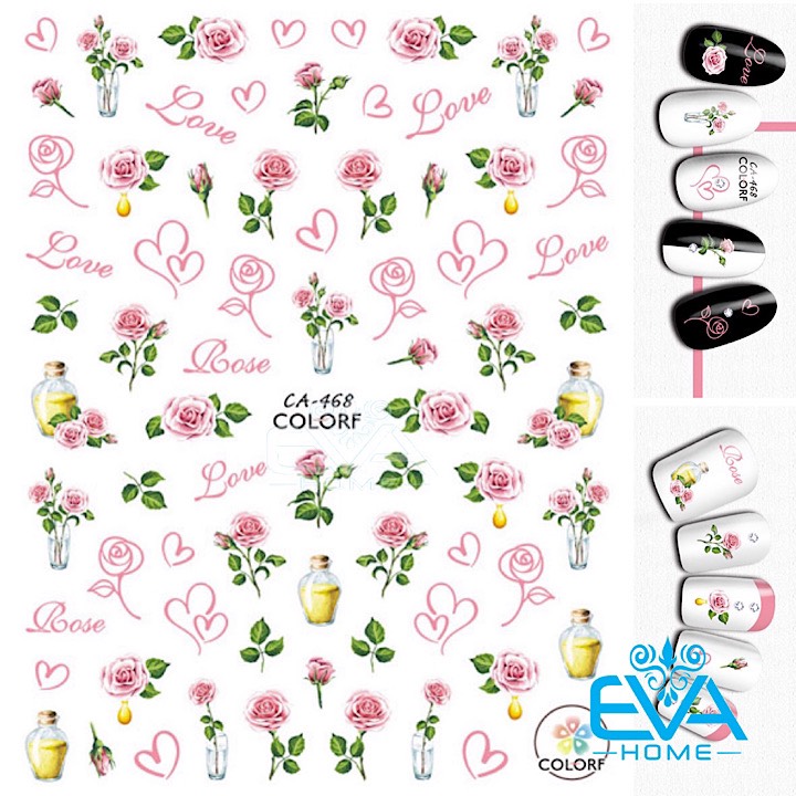 [HCM]Miếng Dán Móng Tay 3D Nail Sticker Tráng Trí Hoạ Tiết Bông Hoa CA468