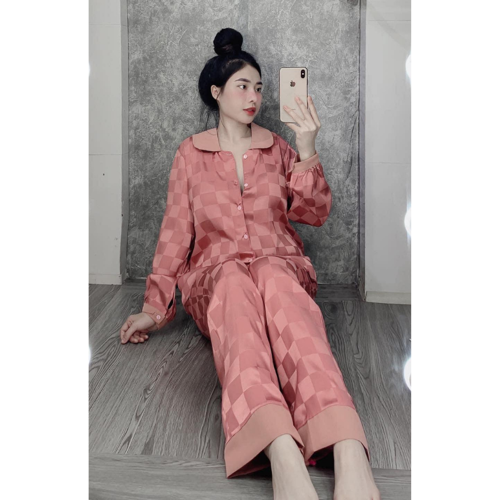 Bộ lụa gấm họa tiêt ô vuông cao cấp