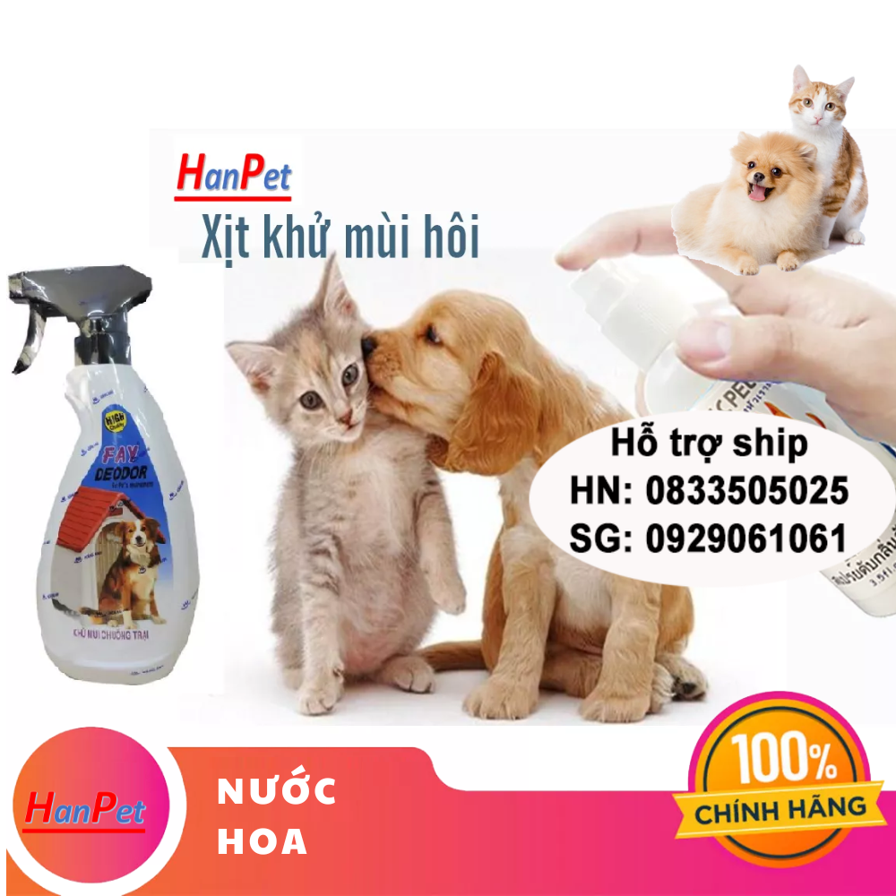 Hanpet -  - Xịt khử mùi hôi của chó mèo - XC- PET và FAY 350ml - diệt khuẩn môi trường - HP10760TC