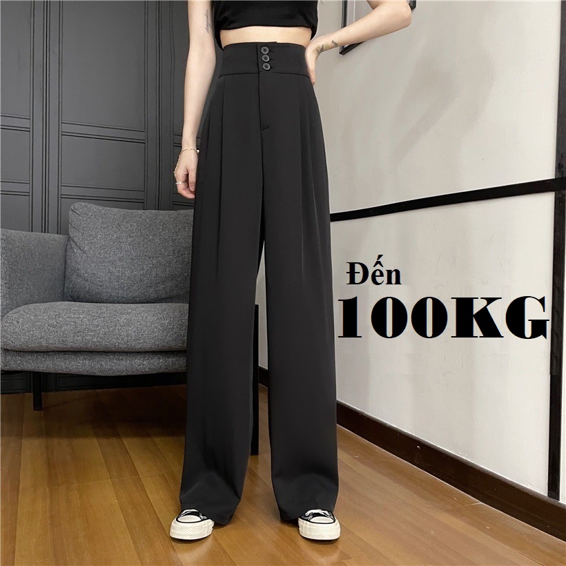 3 Khuy Cạp Cao 8Cm Quần Ống Rộng Nữ Chất Vải Tuyết Mưa Cao Cấp Chuẩn Store Có cả Bigsize tới 102Kg Shop Sỉ Bằng Lẻ Shop Xịn Lazada
