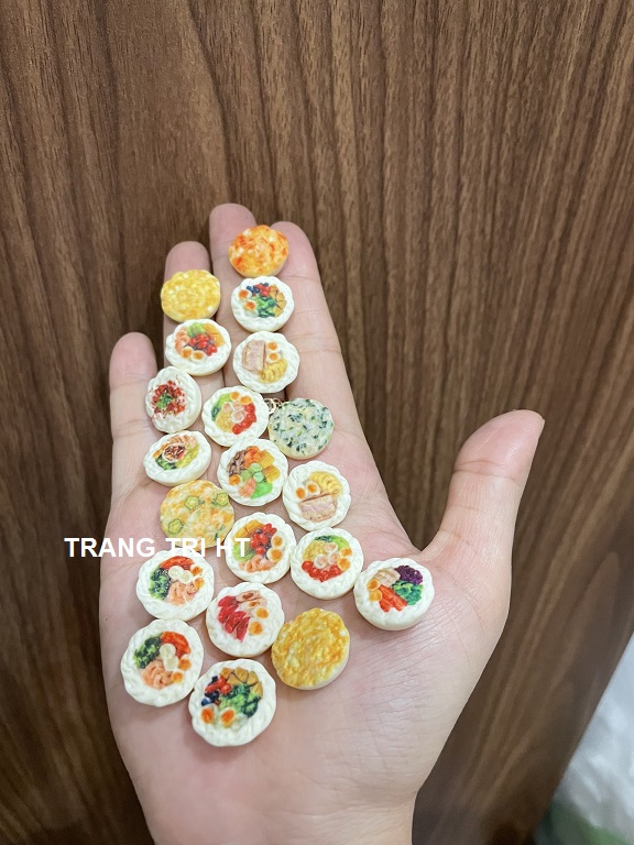 Mô hình chảo thức ăn trứng rau củ quả trang trí nhà búp bê