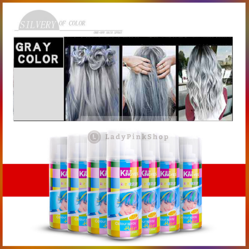Gôm Xịt Nhuộm Tóc Tạm Thời Màu Xám Khói Kingyes 120ml/Chai Thời Trang