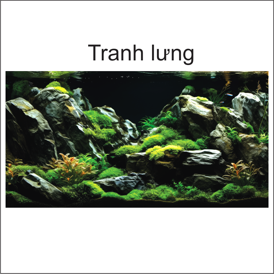 Tranh 3d dán hồ cá decal vip- in theo kích thước hồ