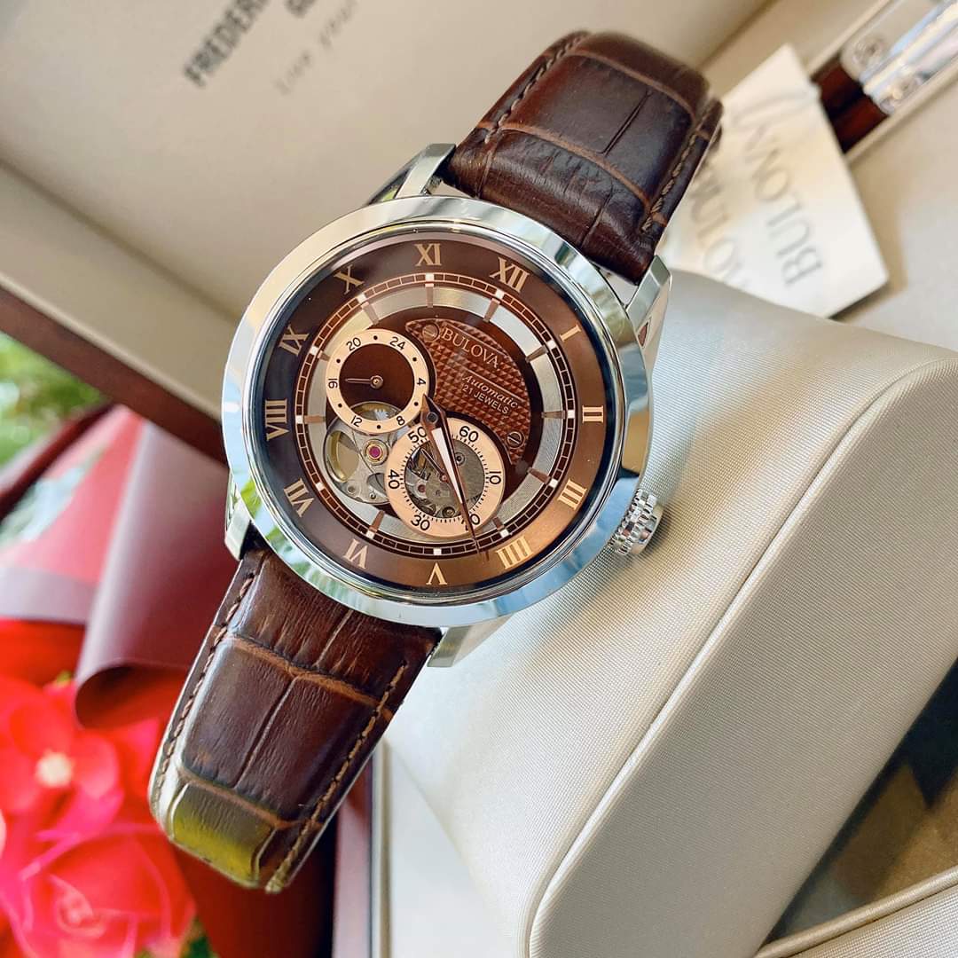 [HCM]Đồng hồ nam dây da BULOVA 96A119 AUTOMATIC CAO CẤP