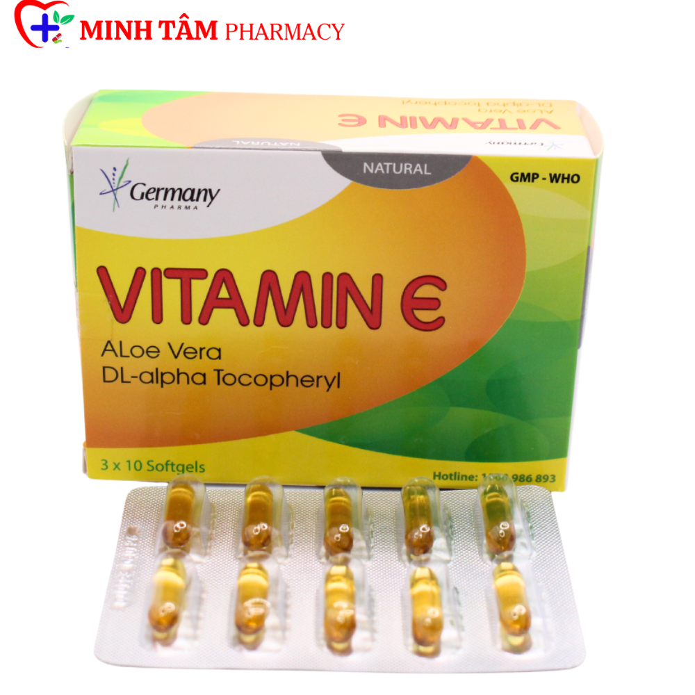 Vitamin E giúp da căng mịn, sáng đẹp (GERMANY) giảm thâm sạm, cấp ẩm cho da nhờ bổ sung Vitamin E- Hộp 30 Viên CHÍNH HÃNG