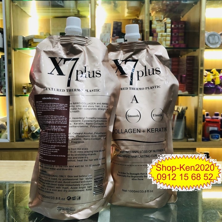 [Combo] Uốn duỗi ép tóc X7 Plus Collagen Keratin 1000ml A-B-C