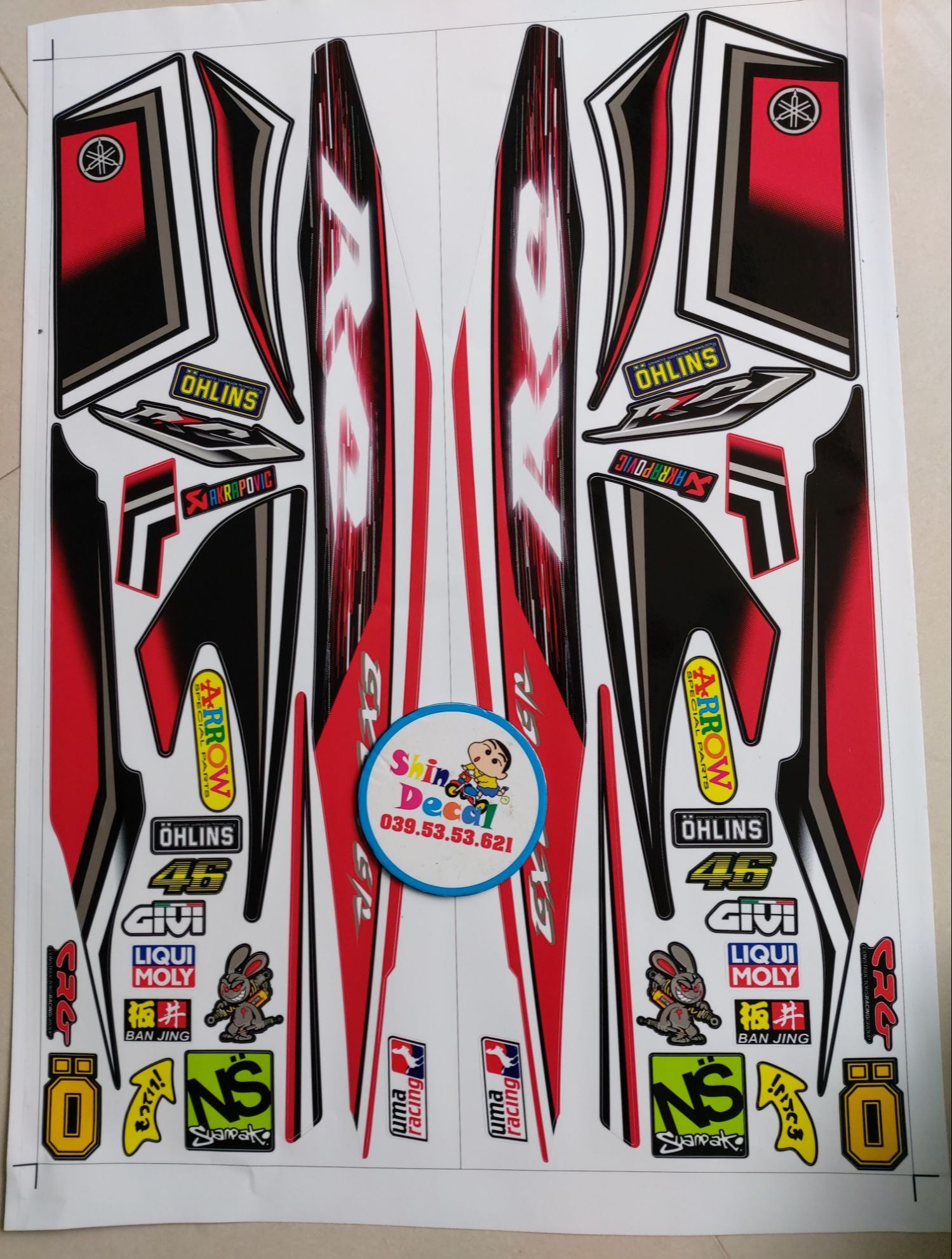 Tem xe exciter 2010 RC đỏ đen tặng logo