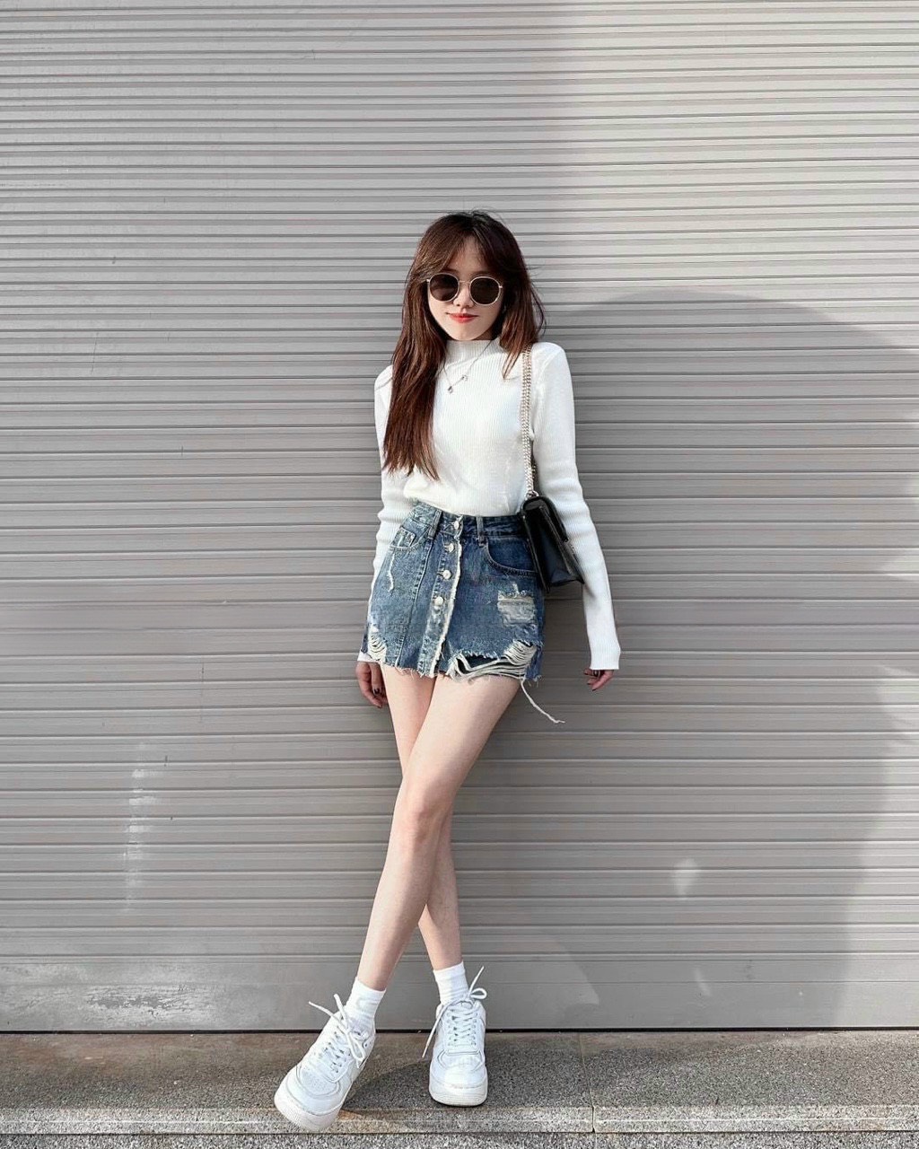 Chân Váy Jeans Rách Nữ Dáng Chữ A 🦋 Váy Bò Nữ Cạp Cao Hàng Cúc Giữa Dáng Ngắn Fullsize 🦋