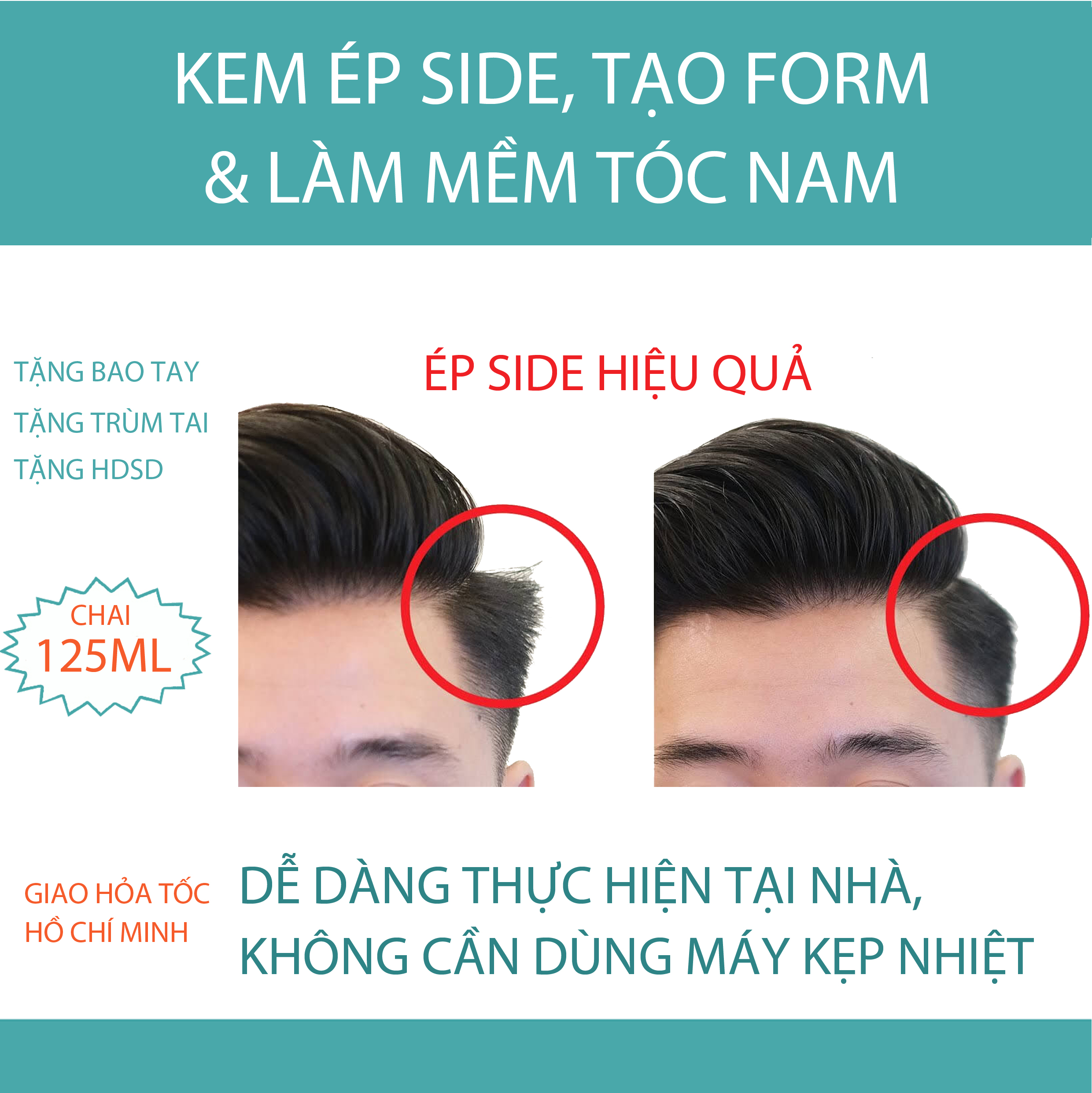 Kem Ép side, Duỗi Tóc, Tạo Form và Làm Mềm Tóc Nam