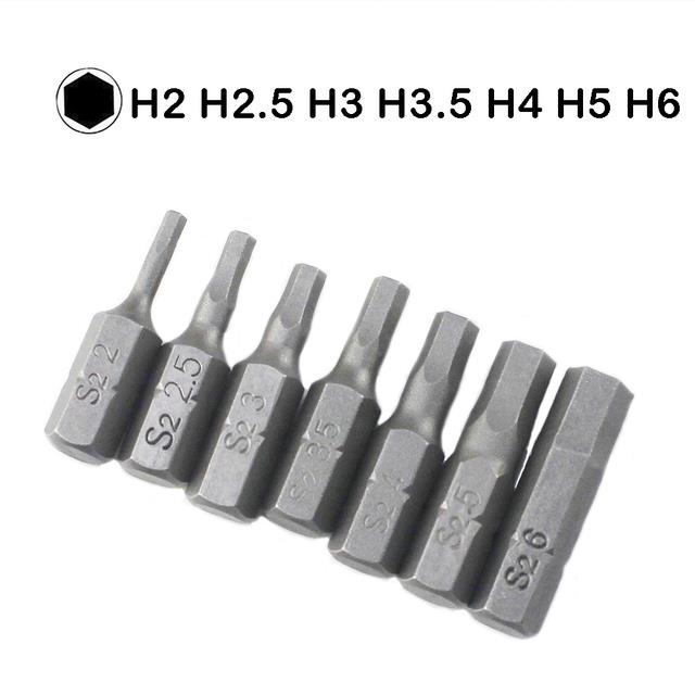 10pcs hexagon screwdriver bit set 1/4 quot; hex shank 25mm hex head screw driver bits for power tool h2 h2.5 h3 h3.5 h4 h5 h6