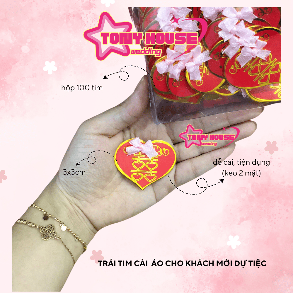 Set 100 Tim cài áo khách mời dự tiệc cưới