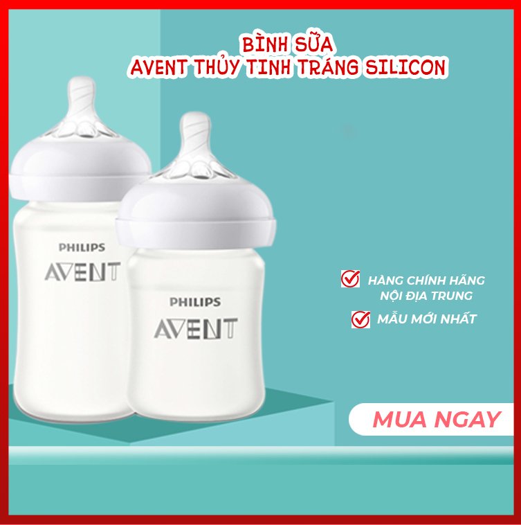 Bình sữa thủy tinh tráng silicon Philips Avent 240ML