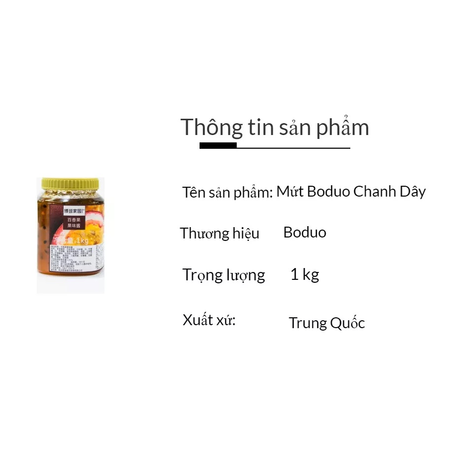 Sốt / MỨT CHANH LEO BODUO - hộp 1kg