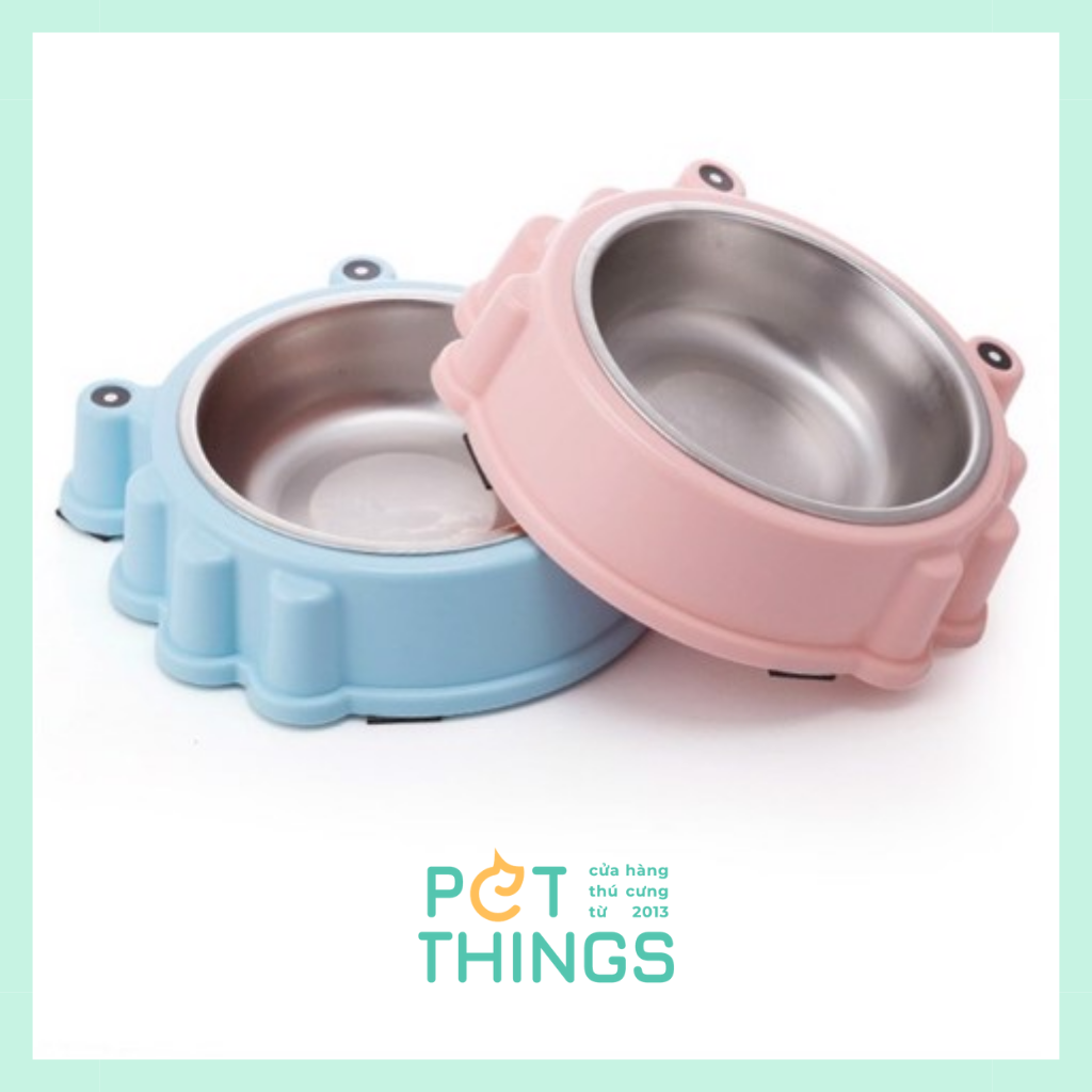 Chén đơn nhựa + Inox Cua Cho Thú Cưng
