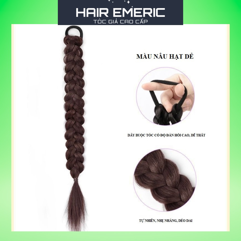 Tóc giả thắt bím đuôi ngựa, tóc tết đuôi sam Emeric