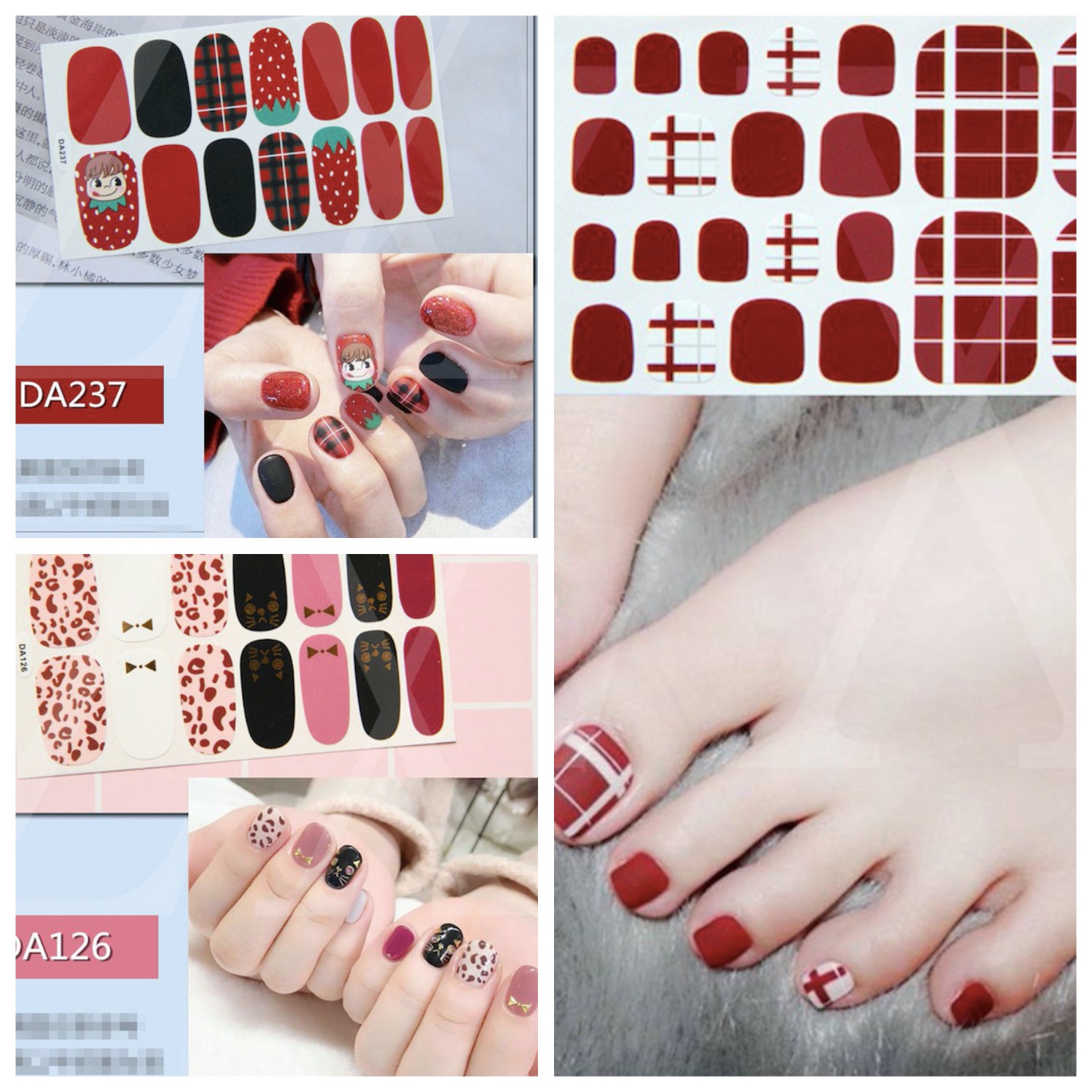 (Tặng 1 thanh nhám dũa móng tay chân)Combo 3 bộ miếng dán móng tay cute+1 bộ miếng dán móng chân - Combo miếng dán móng tay dễ thương miếng dán móng tay 3D miếng dán nail miếng dán móng chân nail sticker CB881