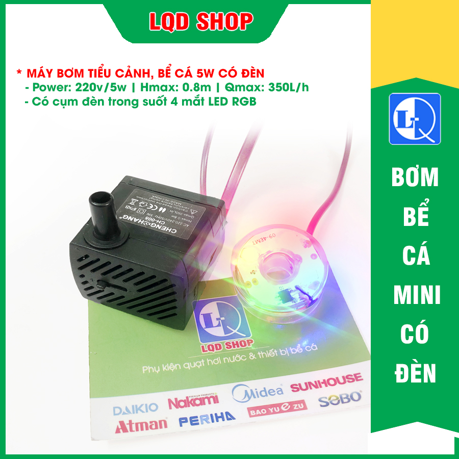 Máy bơm thác nước phong thủy | Máy bơm tiểu cảnh mini có đèn