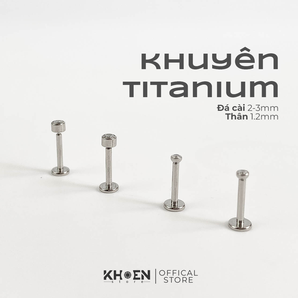 (1 Chiếc) Khuyên đá cài thân 1.2mm - Titanium - Khoen Store