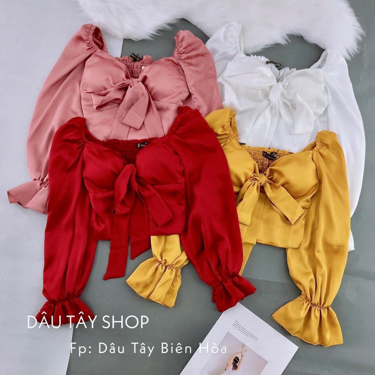 Áo Kiểu Cột Nơ Tay Dài Ống Loe TTV0040