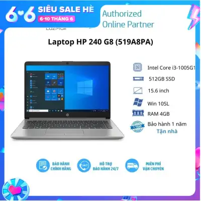 [VOUCHER 1 TRIỆU] Laptop HP 240 G8 (519A8PA)/ Intel Core i3-1005G1 (1.2Ghz, 4MB)/ RAM 4GB/ 512GB SSD/ Intel UHD Graphics/ 14inch FHD/ 3Cell/ Win 10SL/ 1Yr