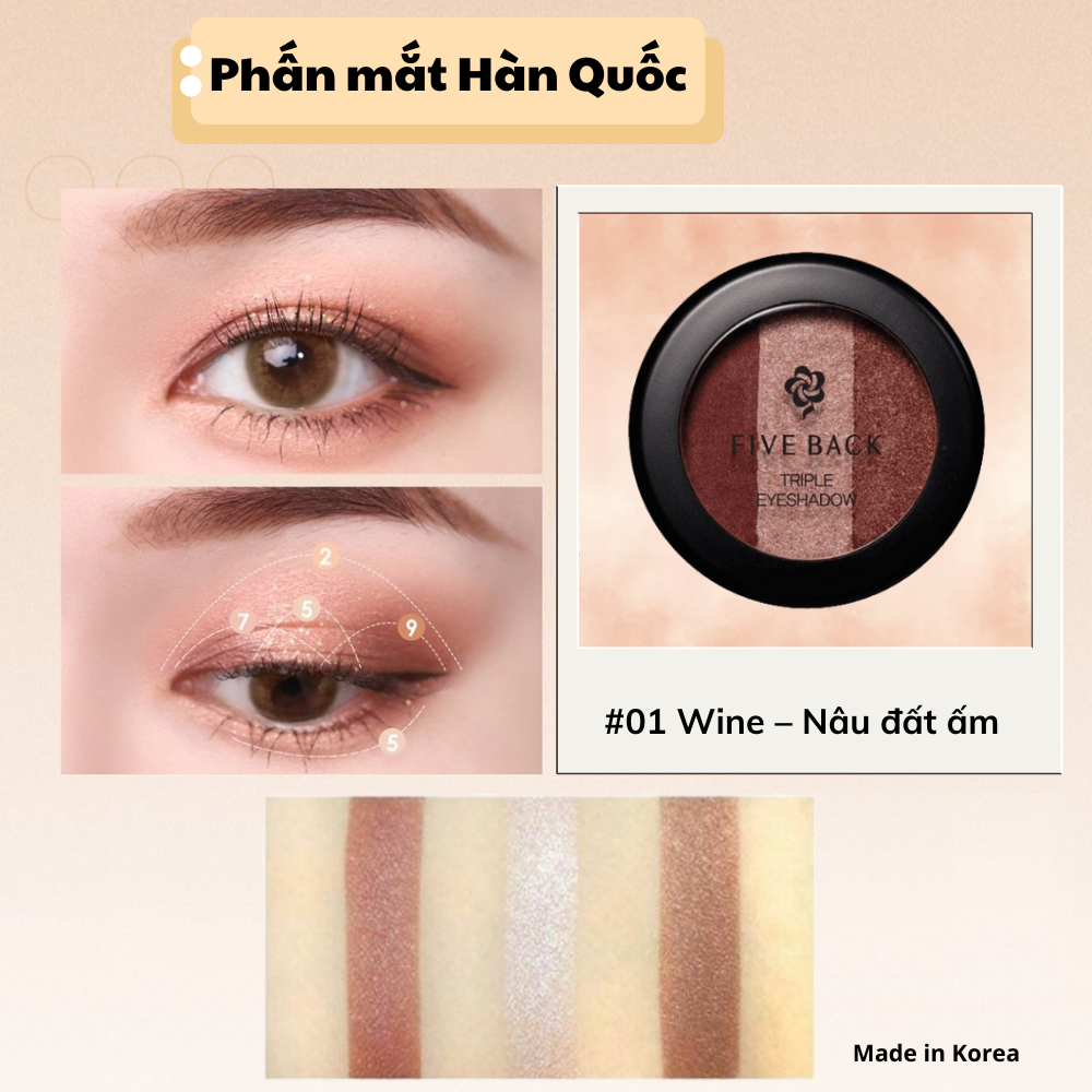 Hàng chính hãng - Phấn mắt phối 3 màu ánh nhũ cao cấp lâu trôi FB Triple Eyeshadow 3g