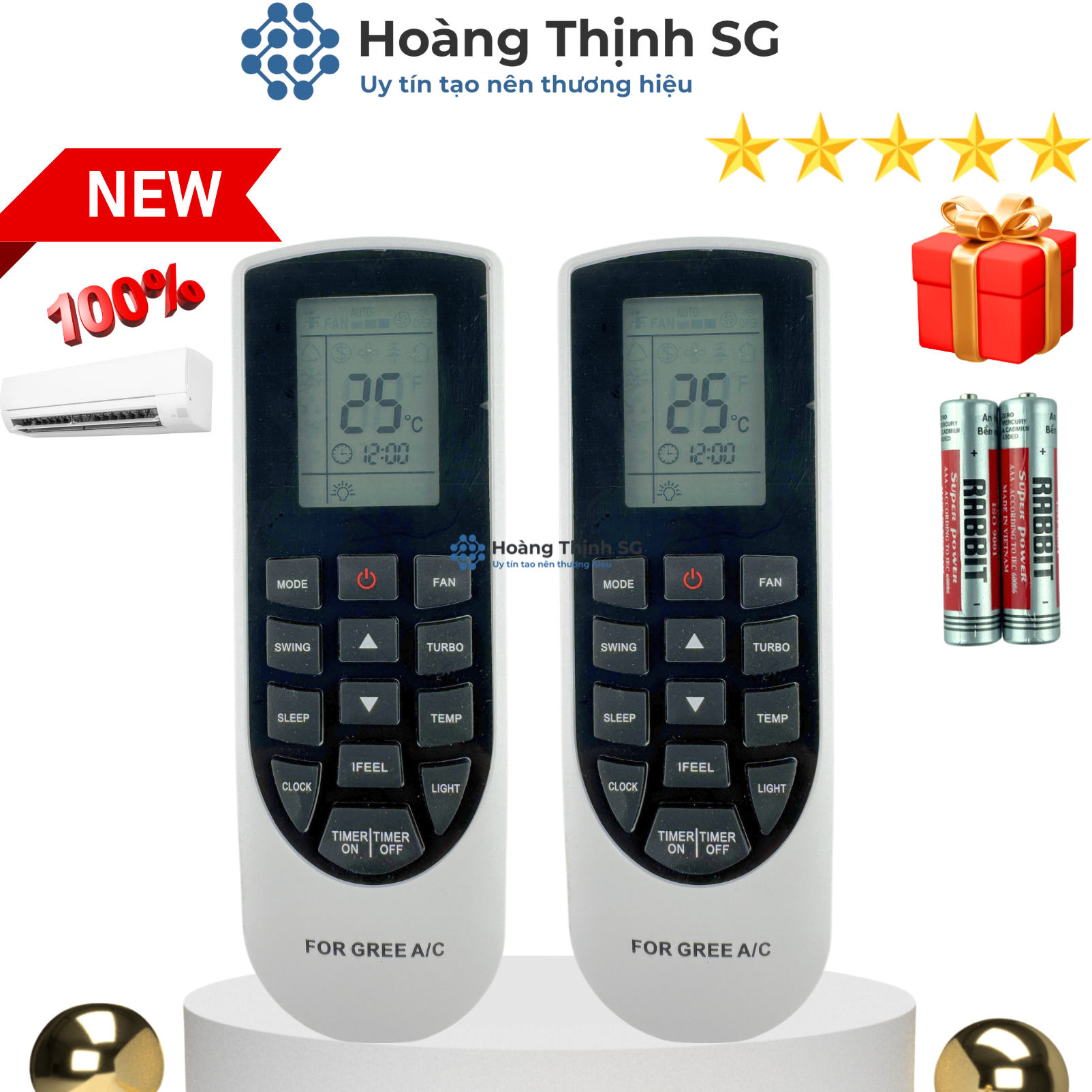 Remote máy lạnh Gree mẫu 02, điều khiển điều hoà Gree mã YAN1F1 - Tặng kèm pin
