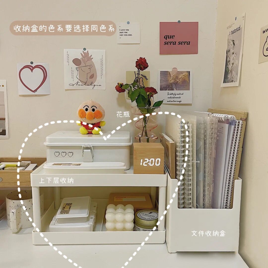 Kệ Để Bàn 2 Tầng Màu Trắng Decor Bàn Học