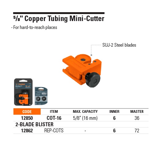 Dao cắt ống đồng mini 16mm Mini pipe cutter TRUPER COT-16 12850