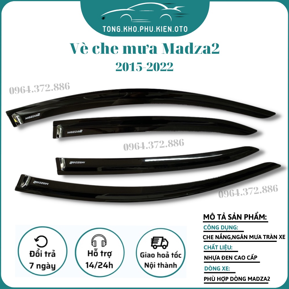 Vè che mưa xe mazda 2 2015-2022 màu đen cao cấp