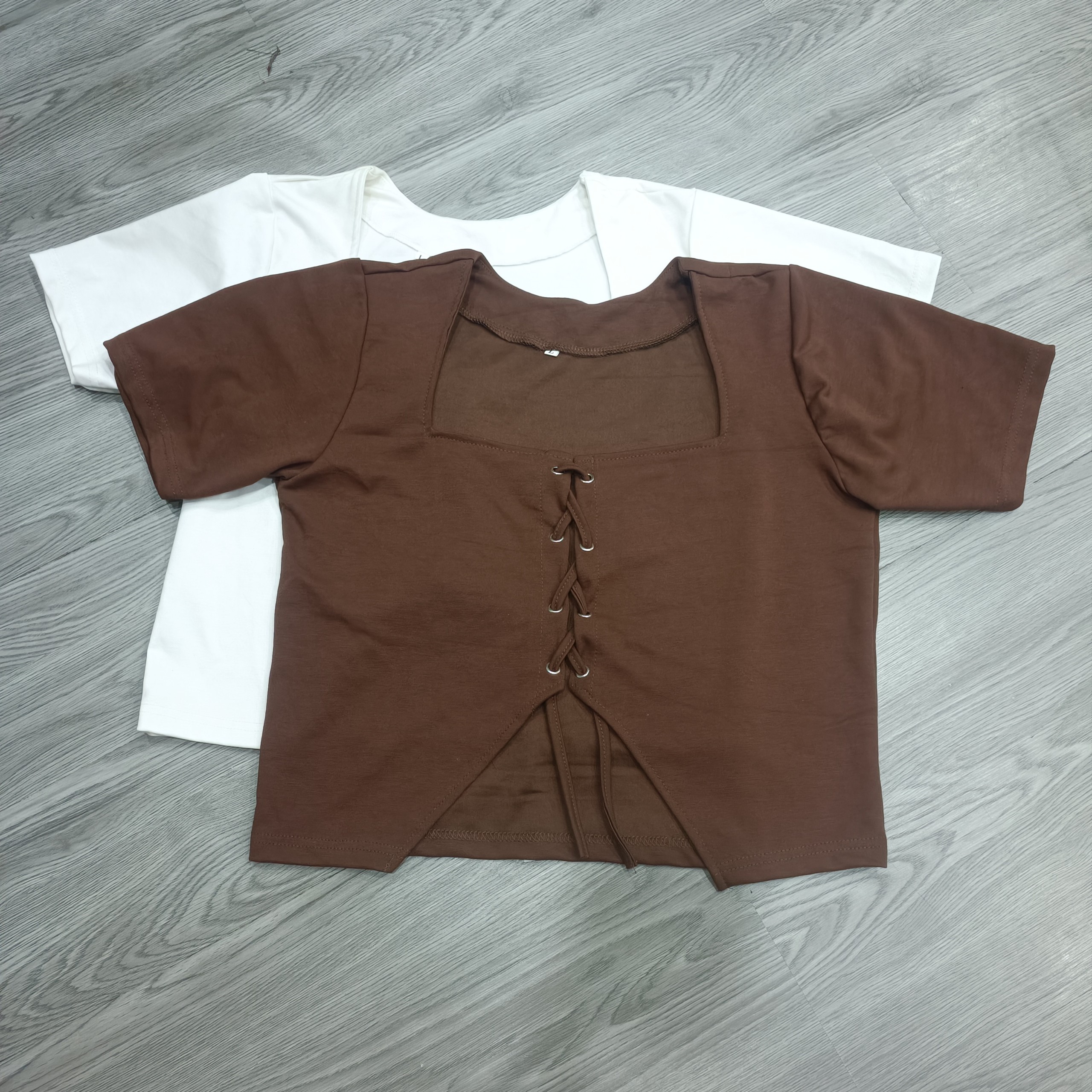 Áo cổ U đan dây nút MẮT CÁO nữ bigsize