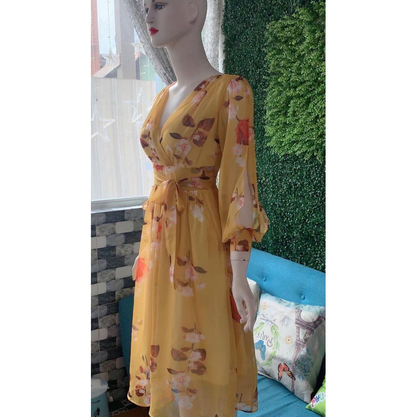 Rập đầm cổ tim tay phồng 1072 -giấy a0