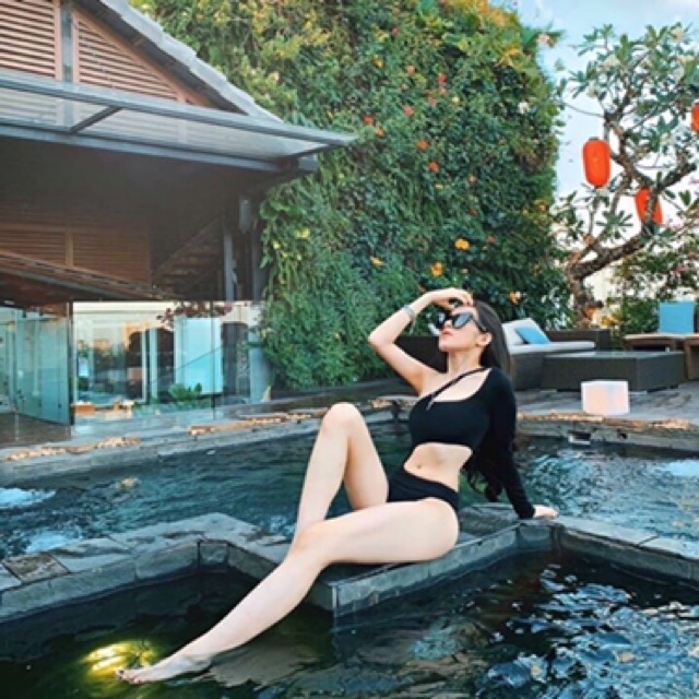 Đồ bơi bikini 1 mảnh tay dài cắt xẻ eo